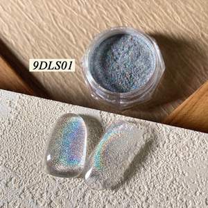 SH 9D Rainbow Holo Cat Eye Magnetic Holographic Nail Gel Polish Acrylic Mirror Iridescence Powder Unicorn Pigment Nail Supplier - Product Image 5
