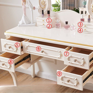 Table de toilette de luxe moderne, élégance européenne, avec tabouret, miroir, rangement grande capacité, multifonctionnelle pour hôtel, salle de bain, chambre à coucher - Product Image 5