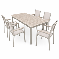 Ensemble de chaises de jardin modernes et durables avec cadre en aluminium à 6 sièges Ensemble de salle à manger extérieure à transfert de chaleur pour villa et salon