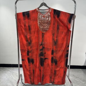 Offerta Speciale: Abito Africano Anti-Piega con Set Foulard, Vestito Lungo in Cotone Stampato Digitalmente per Donne, Taglie Forti, Stile <span class=keywords><strong>Ankara</strong></span> Tradizionale - Product Image 4
