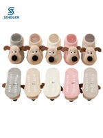 Chaussettes antidérapantes en coton doux 3D pour bébé, motif chien, avec semelle adhérente, chaussettes bateau pour nourrissons, décorations mignonnes de dessins animés, chaussettes pour tout-petits