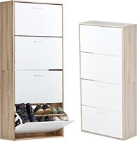 Armoire à chaussures en bois à 4 niveaux Organisateur de rangement de chaussures pour l'entrée de la maison Couloir Armoire à chaussures en bois à 4 niveaux