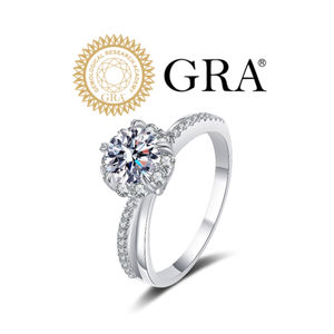 批发925银纯银硅石结婚承诺1ct vvs gra女性订婚硅石戒指 - Product Image 2