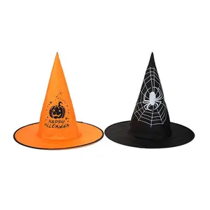 Neue Mode Party-Dekoration Cosplay Kostümzubehör Spider Halloween Kürbismützen Erwachsene schwarze Spitzen-Hexenmütze für großen Kopf