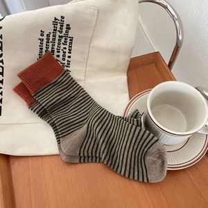 New Japanese <strong>Socks</strong> <strong>Set</strong> Striped Women's Casual Cotton <strong>Socks</strong> Autumn Simple Women's Medium Length <strong>Socks</strong> - Product Image 5