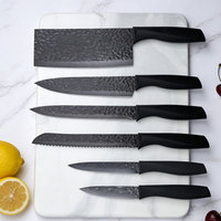 Offre Spéciale : Ensemble de 6 Couteaux de Cuisine en Acier Inoxydable Revêtu avec Manches en Plastique Colorés Antiadhésifs, Lavables au Lave-Vaisselle