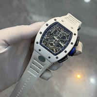 Montre chronographe Flyback en céramique blanche de haute qualité RM11-02 pour homme, montre mécanique sportive squelette de luxe