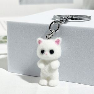 Resin Flocking Three-dimensional Cartoon Cute cat Pendant Mobile Phone Buckle Keychain DIY Accessory - Product Image 1