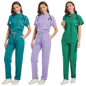 Women's Stretchy Quick Drying <b>Scrub</b> Suit Split Set Moisture Wicking Hospital Uniforms For Surgical Dental Oral Care - Product Image 3
