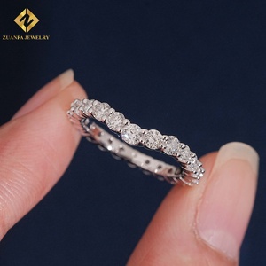 Bague demi-éternité ZUANFA JEWELRY en argent 925 avec diamant de laboratoire NGTC, sertie de griffes, taille ronde, alliance pour femme - Product Image 2