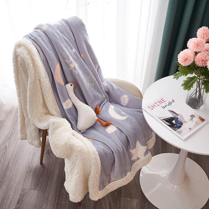 Étoile et lune secrète-tk [couverture en laine d'agneau imprimée]