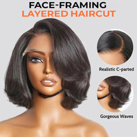 13x4 Frontal de encaje HD sin pegamento para pelucas de corte Pixie corto ondulado en capas recto Bob Peluca de encaje completo SDD corte Romo hecho cabello humano