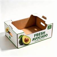 Plateau en carton ondulé blanc pour avocats, boîte de présentation de fruits avec poignées, taille personnalisée, impression, emballage ventilé pour produits frais, en kraft, vente en gros