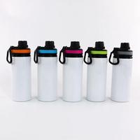 Bouteille d'eau en aluminium de sublimation avec logo personnalisé étanche et légère pour la randonnée et le sport 400ml 500ml 750ml capacités mousqueton