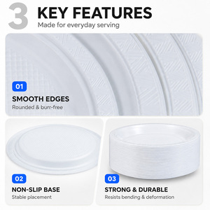 PS Disposable Round Plate 7 Inch Food Grade BPA Free <b>Plastic</b> Plates for Party Catering Restaurant Takeaway Custom Logo - Product Image 3