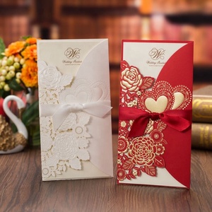 Cartes de <span class=keywords><strong>menu</strong></span> personnalisées de luxe pour mariage, découpées au laser, avec estampage à chaud doré, personnalisées avec des enveloppes fleuries, Casamento - Product Image 2