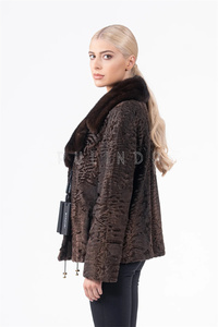 ラグジュアリーカジュアル スワカラ カラクル アストラハン ファー ジャケット セーブルファー襟付きコート ブロードテール ラムコート ミンクコート レディース - Product Image 3