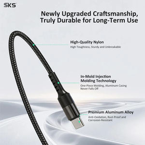 Câble de charge rapide 5A USB-A vers Type-C en nylon tressé avec alliage d'aluminium ovale <span class=keywords><strong>pour</strong></span> ordinateur, imprimante et écouteurs iOS - Product Image 2