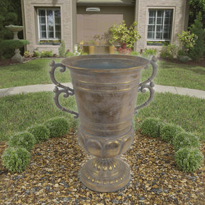 प्राचीन गोल्डन पाउडर लेपित धातु ट्रॉफी आकार उद्यान और घर सजावट के लिए हैंडल के साथ - Product Image 2