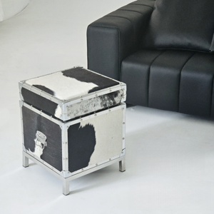 Otomana Minimalista Moderna con Cubo de Almacenamiento de Cuero Peludo, <span class=keywords><strong>Tapa</strong></span> Desmontable, Remaches Metálicos, Cuero Suave, para Apartamento, Dormitorio, Hotel - Product Image 1