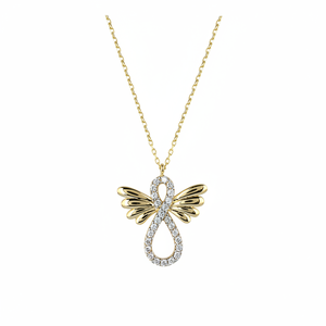 สร้อยคอทรงปีกนางฟ้าอินฟินิตี้สีทอง14K สำหรับผู้หญิงทำจากไก่งวง - Product Image 2