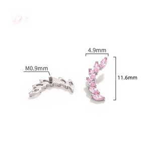 Boucles d'oreilles en alliage de titane incrustées de zircon en forme de plante, pour cartilage d'oreille, accessoires de bijoux - Product Image 3