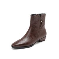 Sepatu Bot Retro Wanita Berujung Runcing Warna Solid Anti-Selip untuk Musim Gugur dan Musim Dingin dengan Hak Tebal.