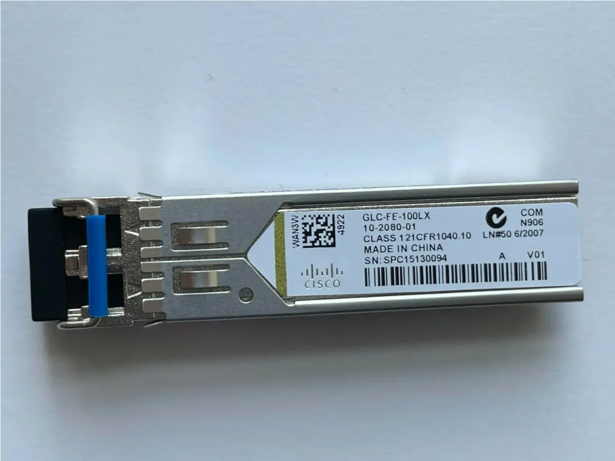 Modul GLC-FE-100LX 100 Megabit 100BASE-LX10 SFP kasar untuk Ethernet Cepat port SFP 1310nm kabel SMF jarak 10 km