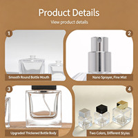 Flacon de parfum vide de 100 ml, flacon de parfum en verre rectangulaire, bouchon noir, logo personnalisé, étiquette privée