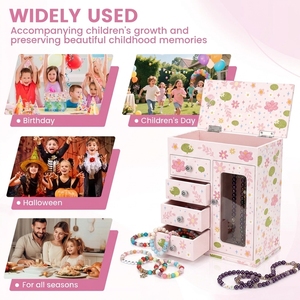 Carillon a Manovella Grande a Forma di Fiore - Regalo Ecologico in MDF per Bambini per Feste e Compleanni con Canzone di Buon Compleanno - Product Image 3