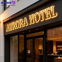 Enseigne lumineuse LED personnalisée en acier inoxydable 3D, lettres dorées rétroéclairées, logo de luxe électroplaqué pour salon, restaurant, bureau