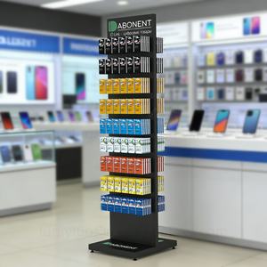 Support de panneau perforé en métal double face avec crochets, étagère au sol pour l'organisation des cartes SIM et des petits accessoires mobiles, présentoir de vente au détail - Product Image 1