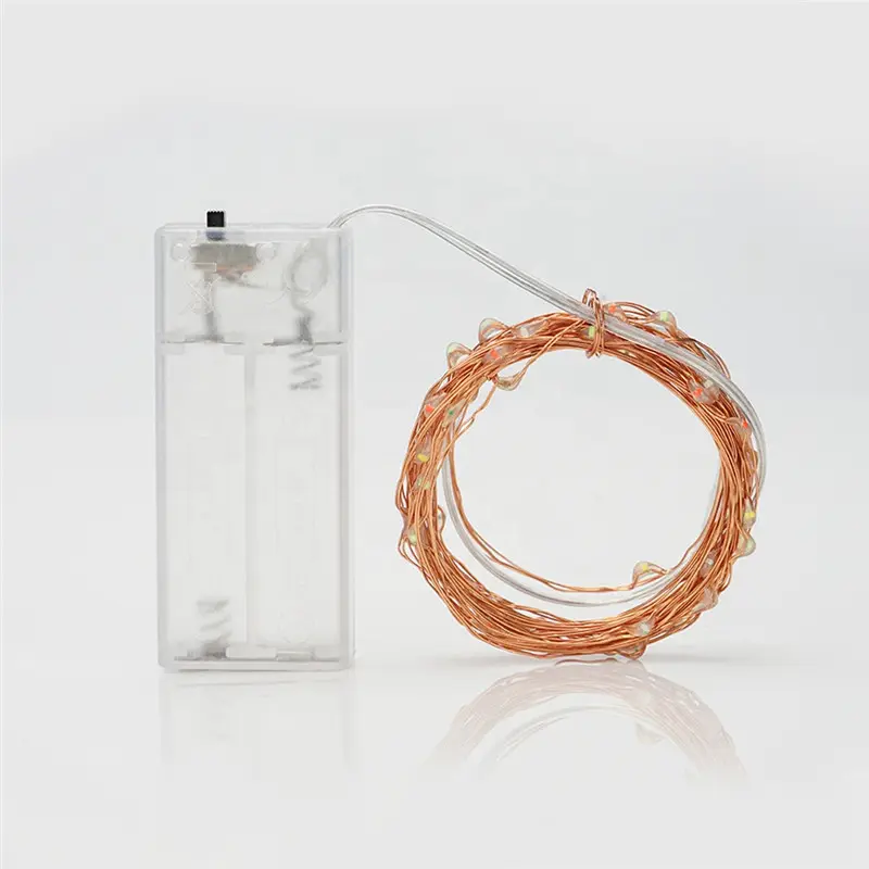 Cool White AA Battery Operated 2M Micro Led Copper Wire Decorative Indoor String Lights