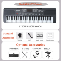 Teclado de Piano Pequeño de 61 Teclas, Órgano Electrónico de Alta Calidad, Juguete para Niños