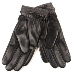 Gants d'hiver pour hommes en cuir de mouton noir, écran tactile, chauds - Product Image 4