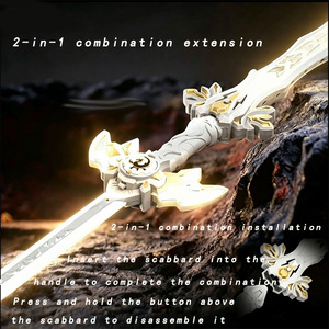 <span class=keywords><strong>Épée</strong></span> Lumineuse <span class=keywords><strong>Double</strong></span> <span class=keywords><strong>Lame</strong></span> 2-en-1 « <span class=keywords><strong>Épée</strong></span> Sacrée des Empereurs Tonitruants » pour Enfants avec Insertion de Lames à <span class=keywords><strong>Double</strong></span> Tranchant et Jouet Émetteur de Lumière - Product Image 3