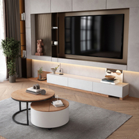 Meuble TV et Table Basse Nordiques en Bois Massif, Meuble Latéral Rétractable, Petit Meuble de Sol pour Salon Familial
