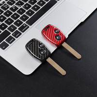 Étui à clés de voiture en Fiber de carbone de mode pour Honda 2 clés à 3 trous accessoires intérieurs automatiques couverture de clé de voiture