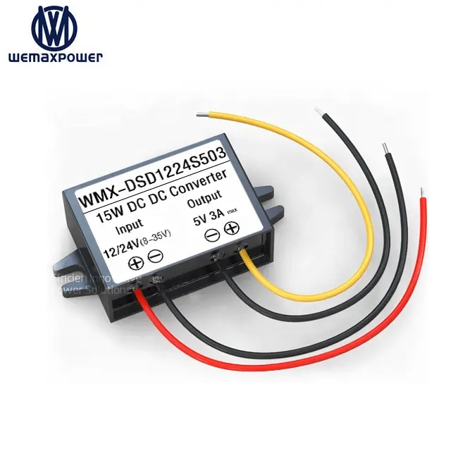 Konverter dc mobil LCD 12 v 24v, regulator voltase 5 v 3a 12vdc 24vdc ke 5VDC, konverter dc