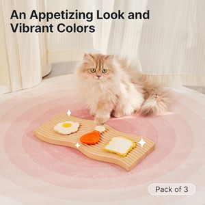 Juguetes interactivos para gatos de 3 piezas con hierba gatera y plataforma de plata, diseño moderno de lufa de dibujos animados para la dentición y limpieza de dientes - Product Image 6