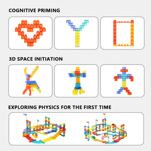 Gadget 2024 nueva llegada 384 Uds. Juguete de carrera de mármol Juguetes Baratos color pista de carreras coche luz gran bloque de construcción magnético - Product Image 2