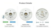Douille de lampe sans clé en porcelaine E26, culot moyen, 660W, en céramique blanche, pour montage sur boîtier, compatible LED et ampoules à incandescence