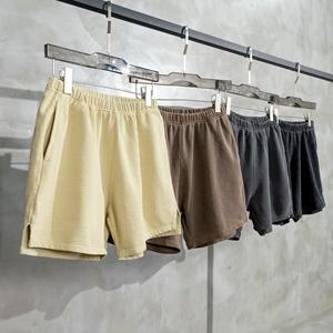 2023 caldo estivo da ragazza in cotone 100% francese di spugna <span class=keywords><strong>pantaloncini</strong></span> da ginnastica larghi semplici e lavati con acido mezzo pantaloni Vintage per le donne all'ingrosso - Product Image 3