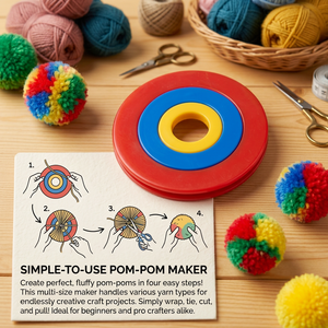 HC0026 Pompom <b>Makers</b> |Portable Plastic Crochet Loom With Needle Round Knitting Kit For Craft Projects - Product Image 2