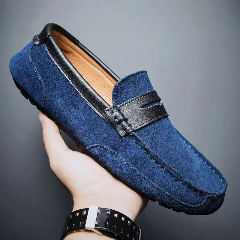 Factory Custom Men's Casual Shoes Classic Original Suede Loafers Leather Flat Shoes Men's Moccasin Peas Shoes