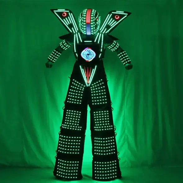 Robot LED Zancos Disfraces de actuación Robot LED Cosplay Traje de alta calidad Rendimiento de salón Ropa luminosa