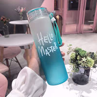 Bouteille d'eau en verre à couleur changeante givrée personnalisée de 400ml en gros à boire directement avec couvercle lettres colorées