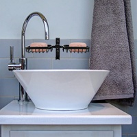 Porte-savon mural en aluminium sans perçage, finition chromée, double plateau, design pour la douche, antirouille, auto-drainant
