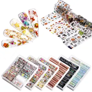 Szcd77 100X4Cm Snelle Verzending Groothandel Salon Hot Verkoop Kerst Nail Art Transfer Folie Met 10 Rollen/Doos