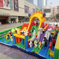 QIQU - Casa Inflable Comercial de Alta Resistencia con Múltiples Zonas de Juego, Pared de Escalada, Temática Oceánica, Capacidad para 50 Personas, Retardante de Llama